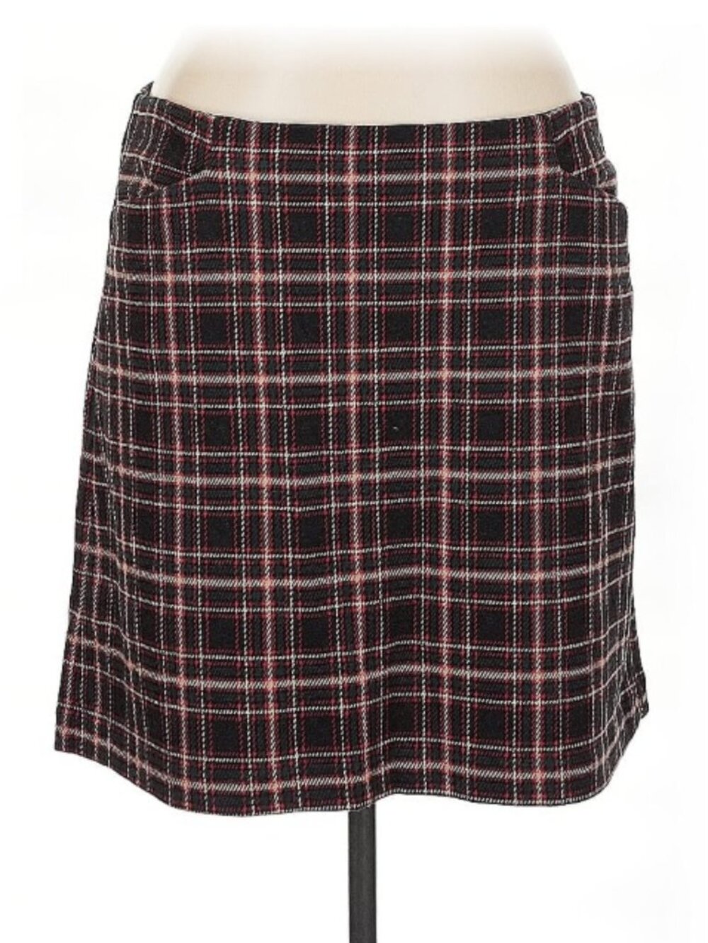 Plaid Skirt size 16 Ann Taylor LOFT Black Red